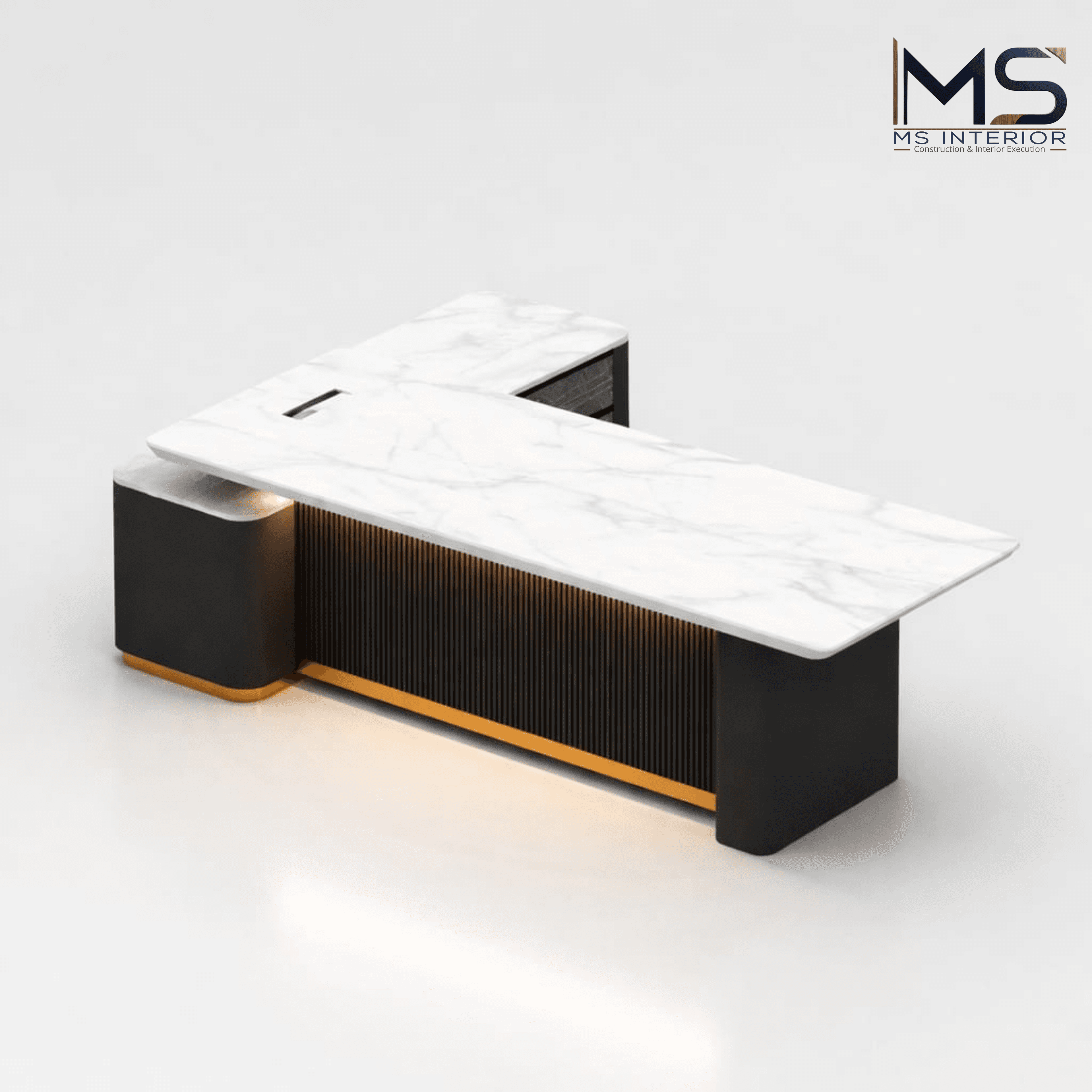 Executive Office Table with Side Console - View 3