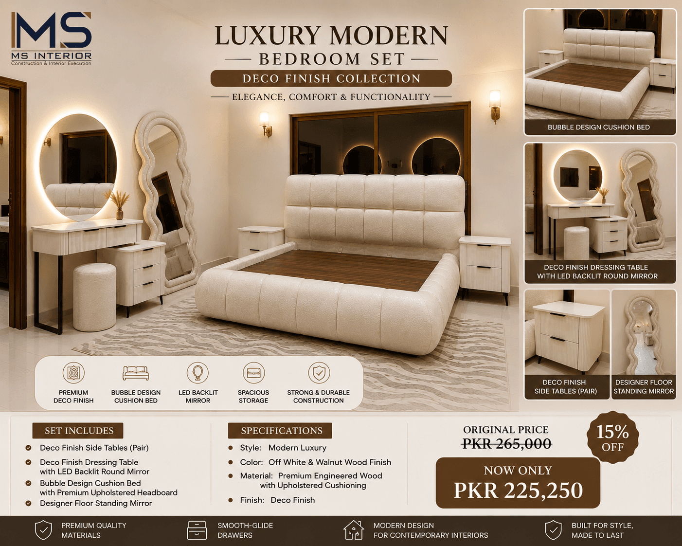 Luxury Modern Bedroom Set – Deco Finish Collection